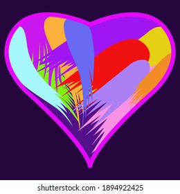 
vector image of a heart as a symbol using variegated brush strokes