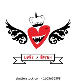 Vector image of a heart with text. Love poster, textile decorative typography.