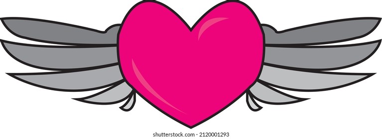 a vector image of a heart that has wings.