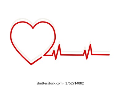 Vector image of a heartbeat line. Heart in a heartbeat, pulse of life on a cardiogram.