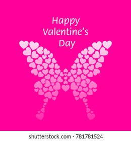 Vector image of hearts in the form of a butterfly. Postcard Valentine's Day.