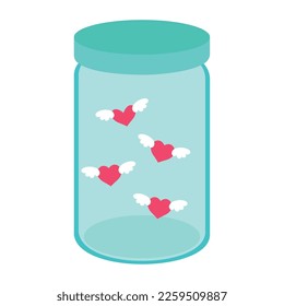 vector image of hearts in a jar on a white background