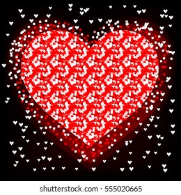 Vector image of hearts on a black background.
