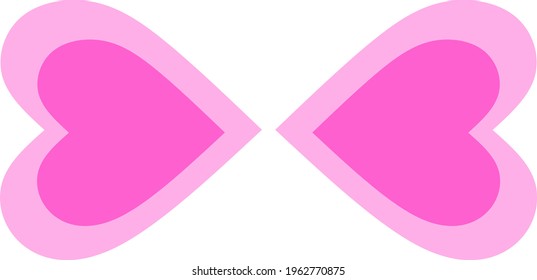 Vector image of hearts shaped like beautiful wings