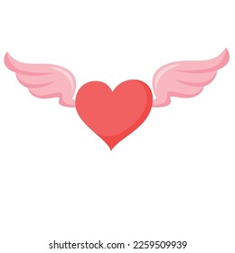 corazones de imágenes vectoriales con alas en fondo blanco