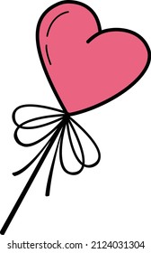 Vector image of a heart-shaped lollipop. Sweet candy. Today is Valentine's Day. A declaration of love. For the interface and website or mobile application. highlighted on a white background. Icon