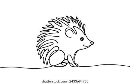 Vector image of a hedgehog drawn with a single line.