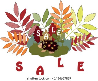 Vector image of a hedgehog walking on a forest lawn. Series of pictures