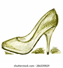 Vector image of the heel. Women's shoes