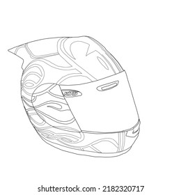 Vector image of a helmet shaped with horns with a fire motif