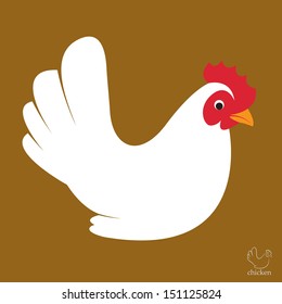 Vector image of an hen on brown background