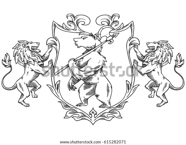 Vector Image Heraldic Shield Bear Halberd Stock Vector (Royalty Free ...