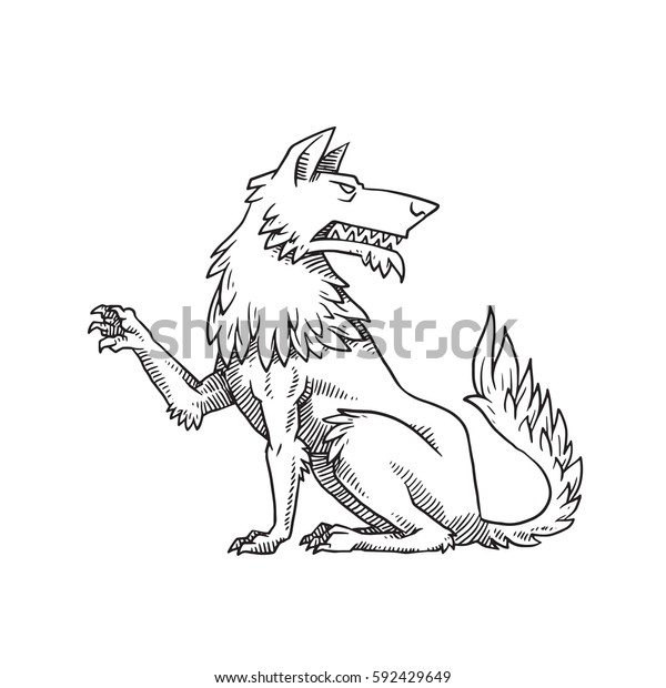 Vector Image Heraldic Wolf Sitting Turn Stock Vector (Royalty Free ...