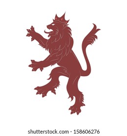 Vector image of heraldry Lion on the white background