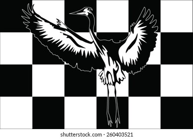 The vector image of Heron with black squares.
