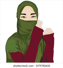 vector image for hijab girl. fashion image illustration. girl face icon