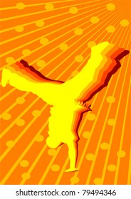 Vector image of hip hop dancer. Silhouette on color background