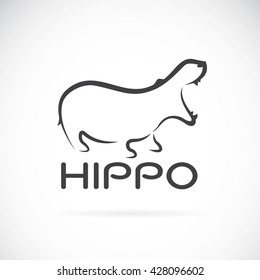 Vector image of an hippo design on white background, Wild Animals, Vector illustration.