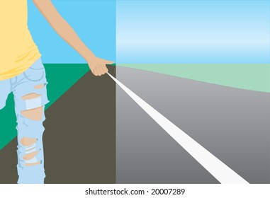 imagen vectorial del signo de hitchhiker