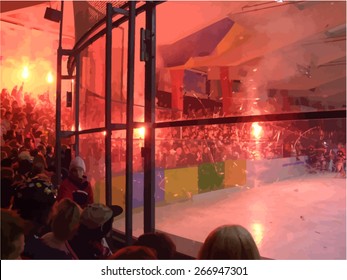 vector image of a hockey crowd in a stadium