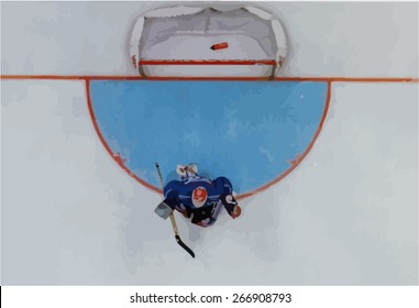 Vector Image Of An Hockey Goalie View From Above