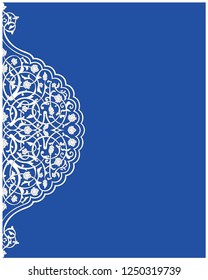 Vector image of holiday card with blue background. Used for cover art, banners and Eastern holidays.