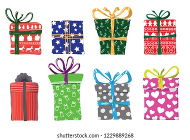 Vector image of holiday gifts for Christmas