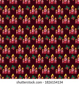 Imagen vectorial. Patrón de hojas huecas y velas. Imagen modular para agrandar.