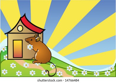 vector image of a home and mouse