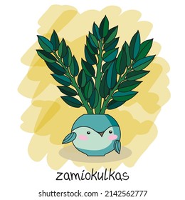 Vector image of a home plant in a flower pot in the form of a bird. Illustration for postcards, posters, decor, tableware and stationery. 