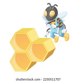 Vector image of a honeycomb bee. Cartoon. EPS 10