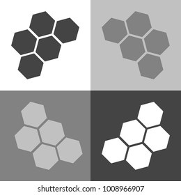 Vector image of honeycomb. Vector icon on white-grey-black color