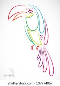 Vector image of an hornbill on white background