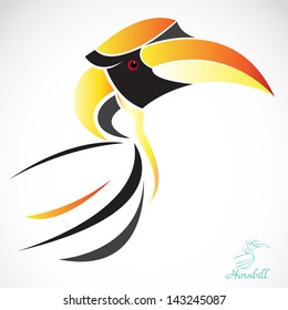 Vector image of an hornbill on a white background