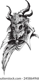 Vector image of a horned demon for illustration on t-shirts or walls