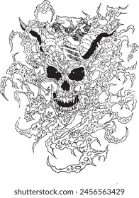 Vector image of a horned skull as imagination art