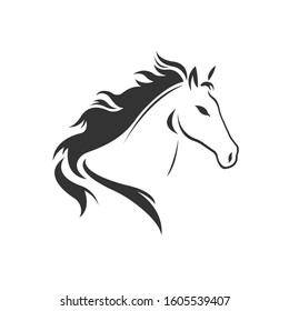 Vector image of an horse black and white. design style. animal. art. symbol. logo. Illustrator. on white background.