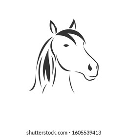 Vector image of an horse black and white. design style. animal. art. symbol. logo. Illustrator. on white background.