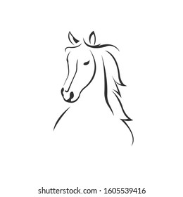 Vector image of an horse black and white. design style. animal. art. symbol. logo. Illustrator. on white background.