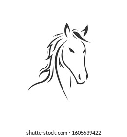 Vector image of an horse black and white. design style. animal. art. symbol. logo. Illustrator. on white background.