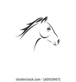 Vector image of an horse black and white. design style. animal. art. symbol. logo. Illustrator. on white background.