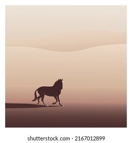 Vector image of a horse in the desert.