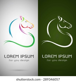 Vector image of an horse design on white background and green background, Logo, Symbol