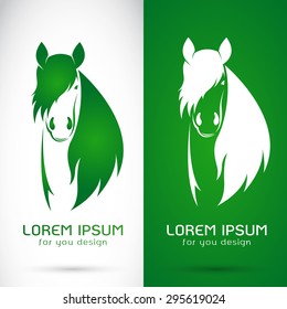 Vector image of an horse design on white background and green background, Logo, Symbol