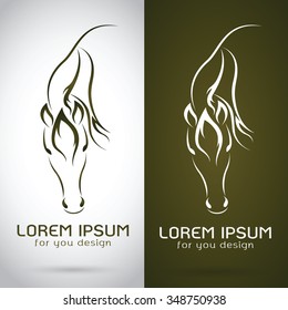 Vector image of an horse design on white background and brown background, Logo, Symbol, Animals 