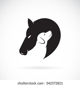Vector image of horse and dog on white background,Animals