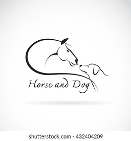 Vector image of horse and dog on white background, Vector horse and dog for your design.