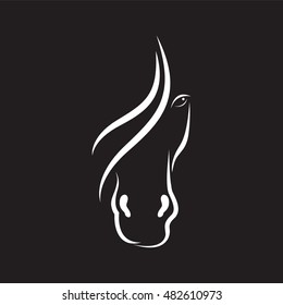 Vector image of horse face design on black background.