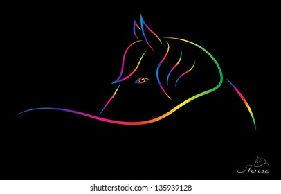 Vector image of a horse on a black background