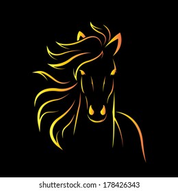Vector image of an horse on black background